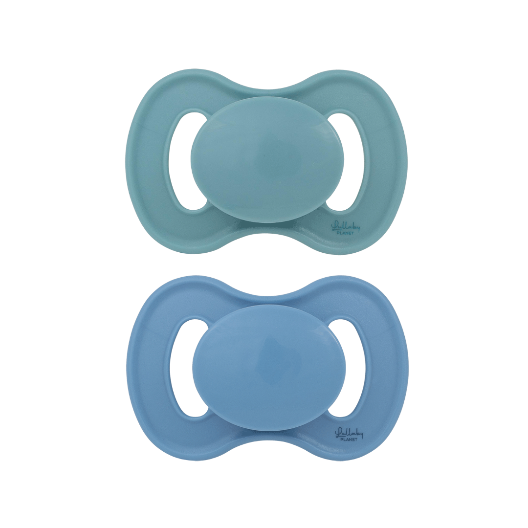 Set doua suzete round, 6-18luni, ocean teal& dove blue, Lullaby Planet