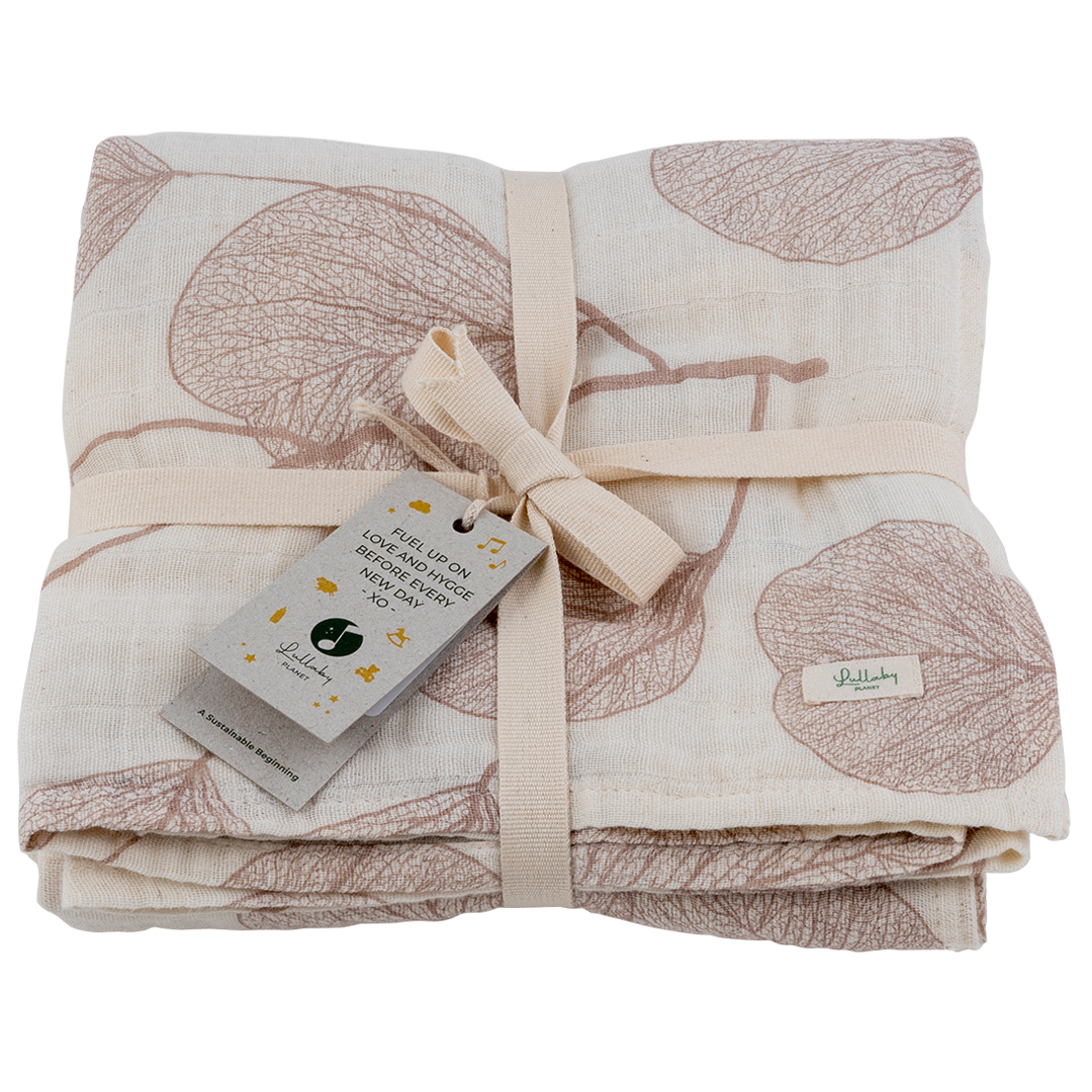 Muselina din bumbac organic 120X120cm, Hazelnut- Lullaby Planet