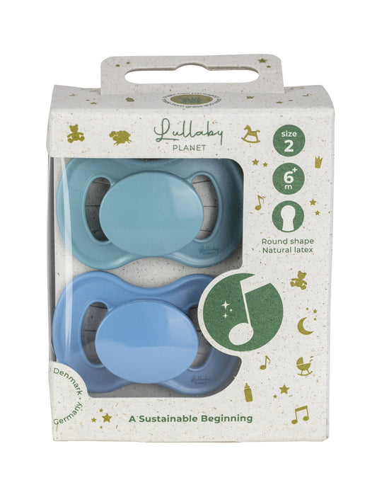 Set doua suzete round, 6-18luni, ocean teal& dove blue, Lullaby Planet