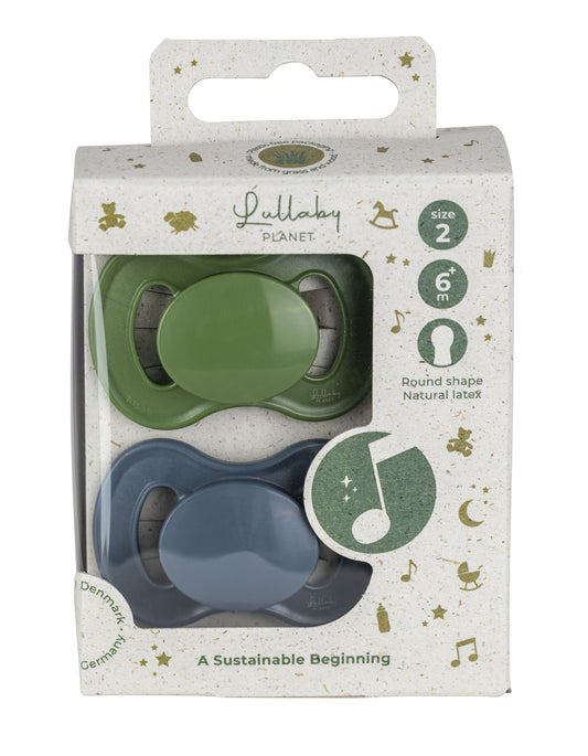 Set doua suzete round, 6-18luni, forest green, Lullaby Planet