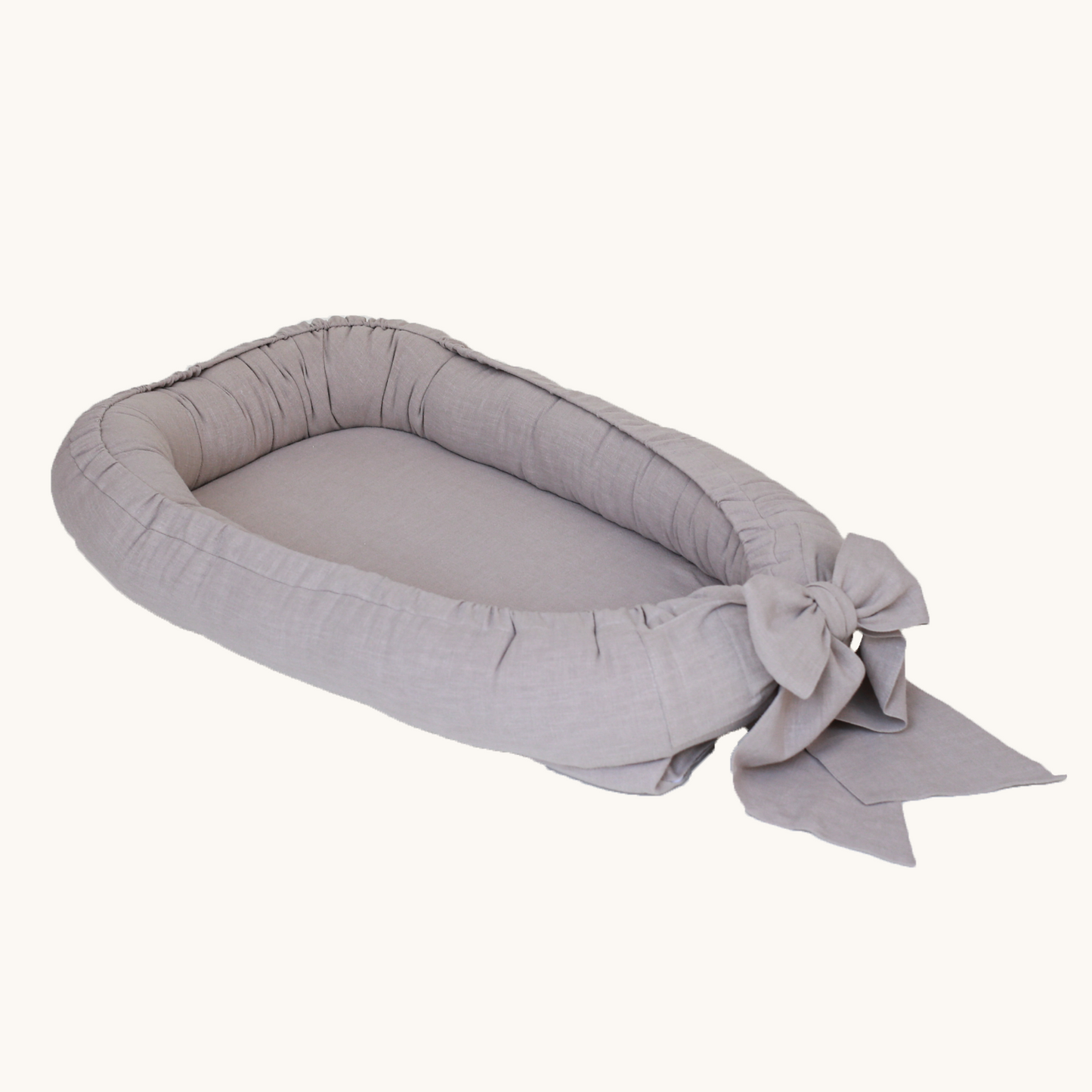 Babynest din in moale cu fundita Gray - Babyly