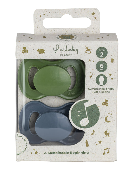 Set doua suzete symetrical 6-18 luni, forest green& flint stone , Lullaby Planet